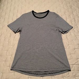 Lululemon t shirt. Size medium. Blue and white striped. Only worn twice!